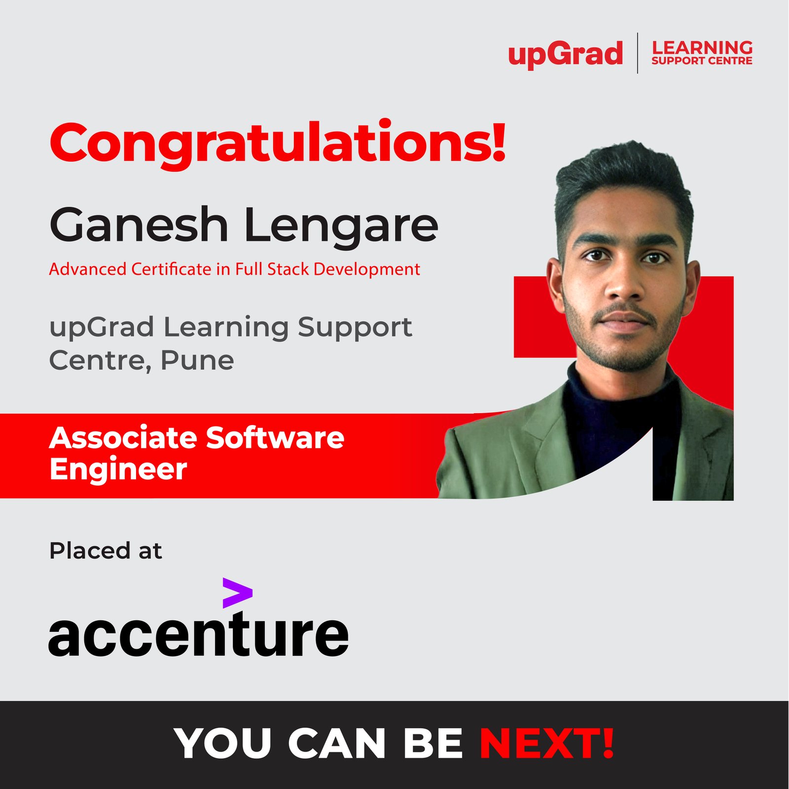 Ganesh Lengare placed at accenture